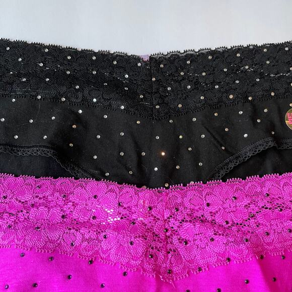 Victoria's Secret PINK Panties Womens Medium Purple Black Limited Edition Bling - Picture 3 of 8